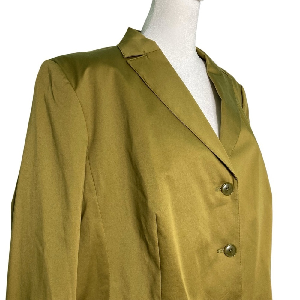 Talbots Three Button Cotton Blend Green Blazer (Plus Size 16W Petite) - Picture 4 of 13